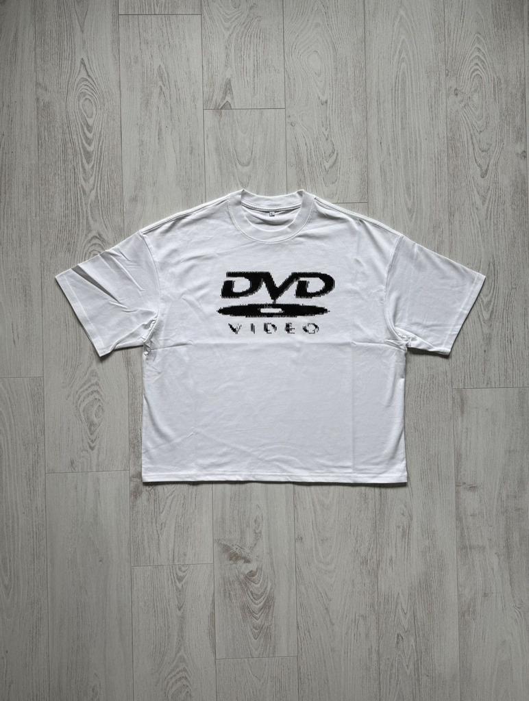 T-shirt Stampa Boxy Retro Street Y2k con Logo DVD Video Oversize Uomo Donna Casual Cotone Larga Streetwear Harajuku Femminile Maschile Tee