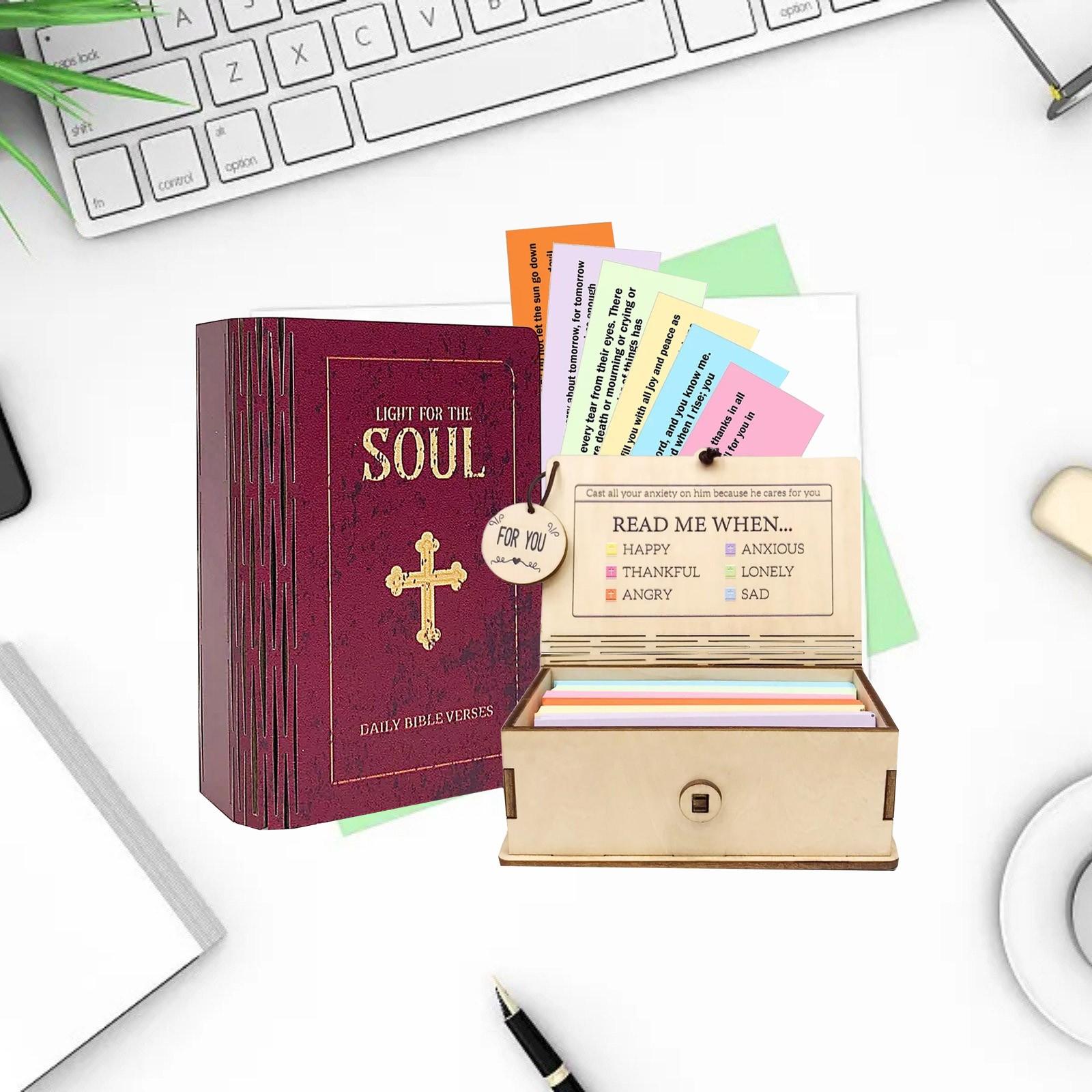 

Handmade Bible Verse Cards Box (90 Pcs), Bible Verses With Wooden Box One Size