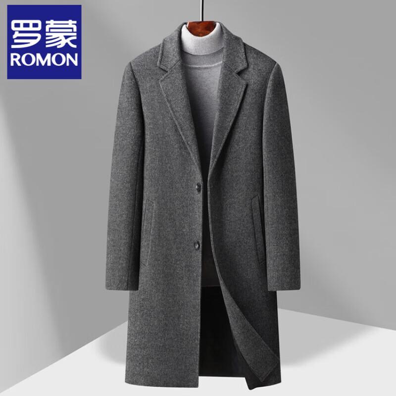 Luomeng Men's Mid-Length Wool Blend Overcoat
