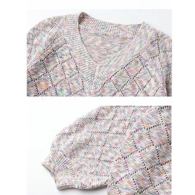 Spring and Autumn Women's Drawstring Tops, New Bottoming Shirts, Thin Loose Plus Size Korean Sweaters, V-neck