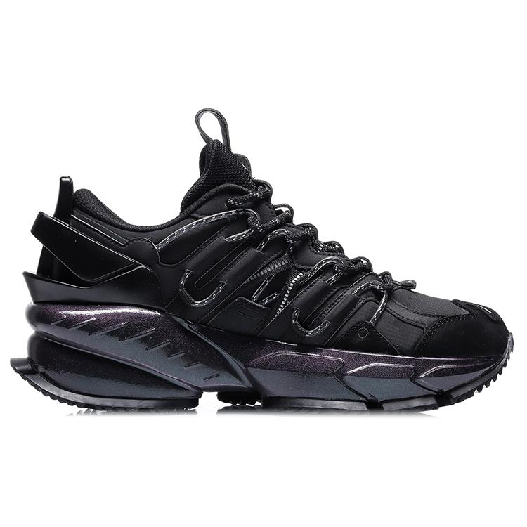 Li Ning Trendy Cushioning Slip Resistant Abrasion Resistant Coverage Low top Running Shoes Unisex Black Purple ARLR001-1