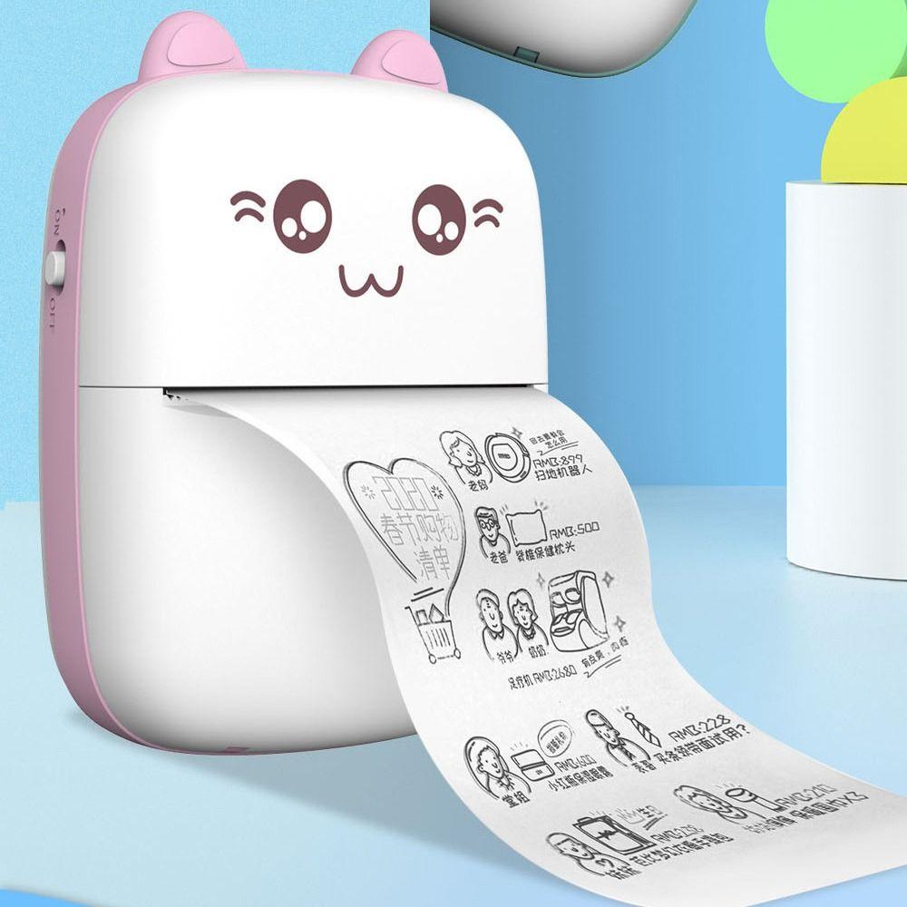 Cat Shaped Thermal Printer Portable Wireless Bluetooth Printer  Student