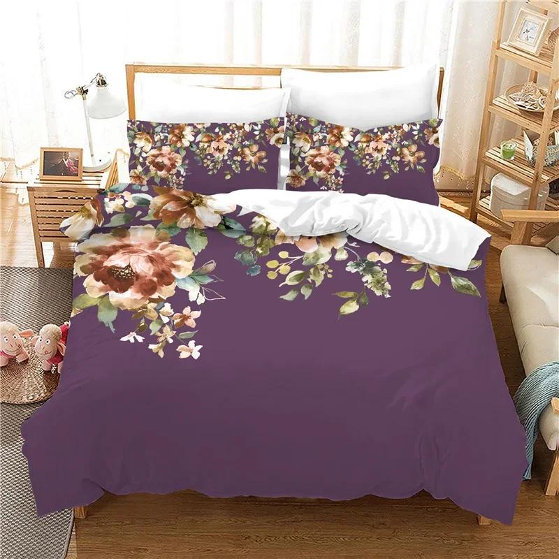 Print Bedroom Set Bedding Jacquard Bed Linens Hd Flowers Bed Cover Sets With Pillowcases 228X228 EuAu Us Size Duvet Cover Set