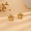 High-End Metal Heart Butterfly Flower Earrings with Exaggerated Pleated Texture
