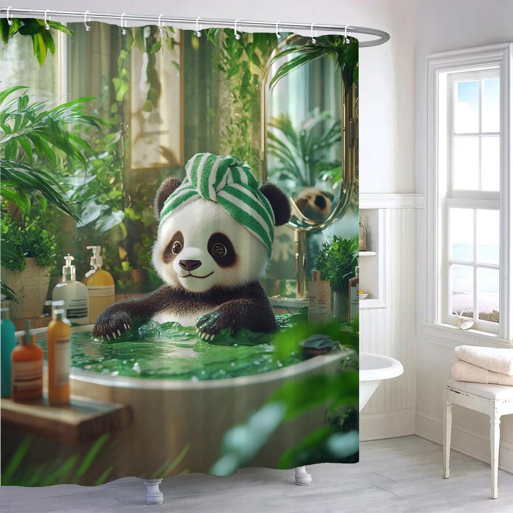 Zebra Bathing In a Stylish and Creative Bathtub Shower Curtain With Hooks,Tropical Plant Animal Home Bathroom Decoration Curtain