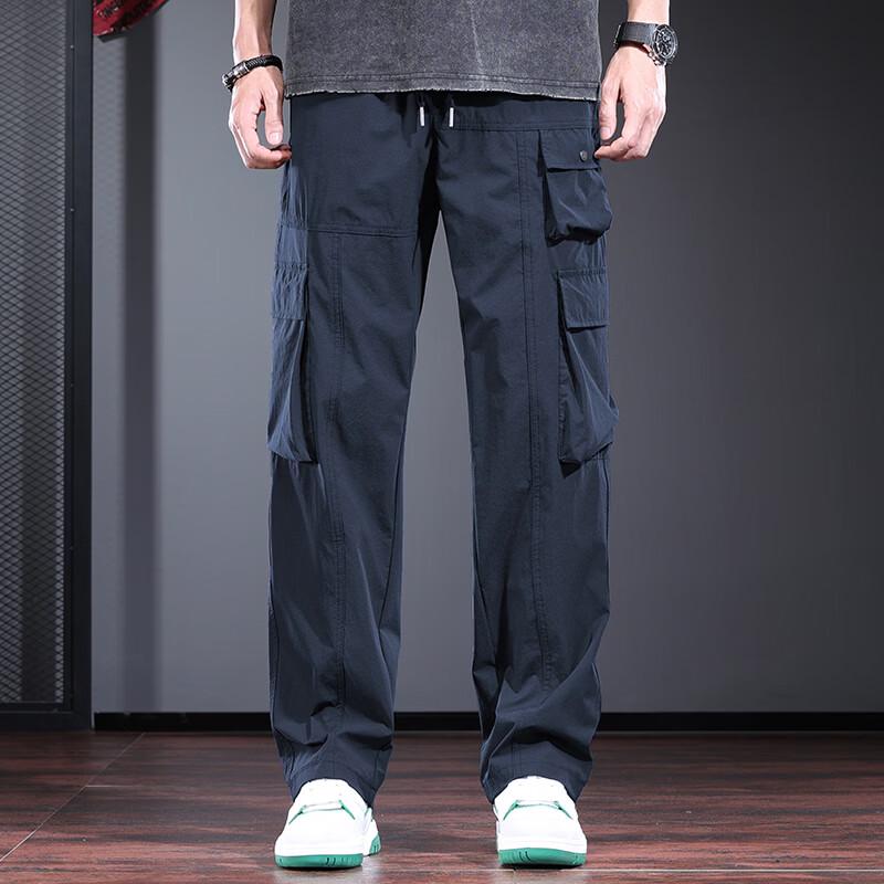 Men's Ice Silk Loose Straight Cargo Pants