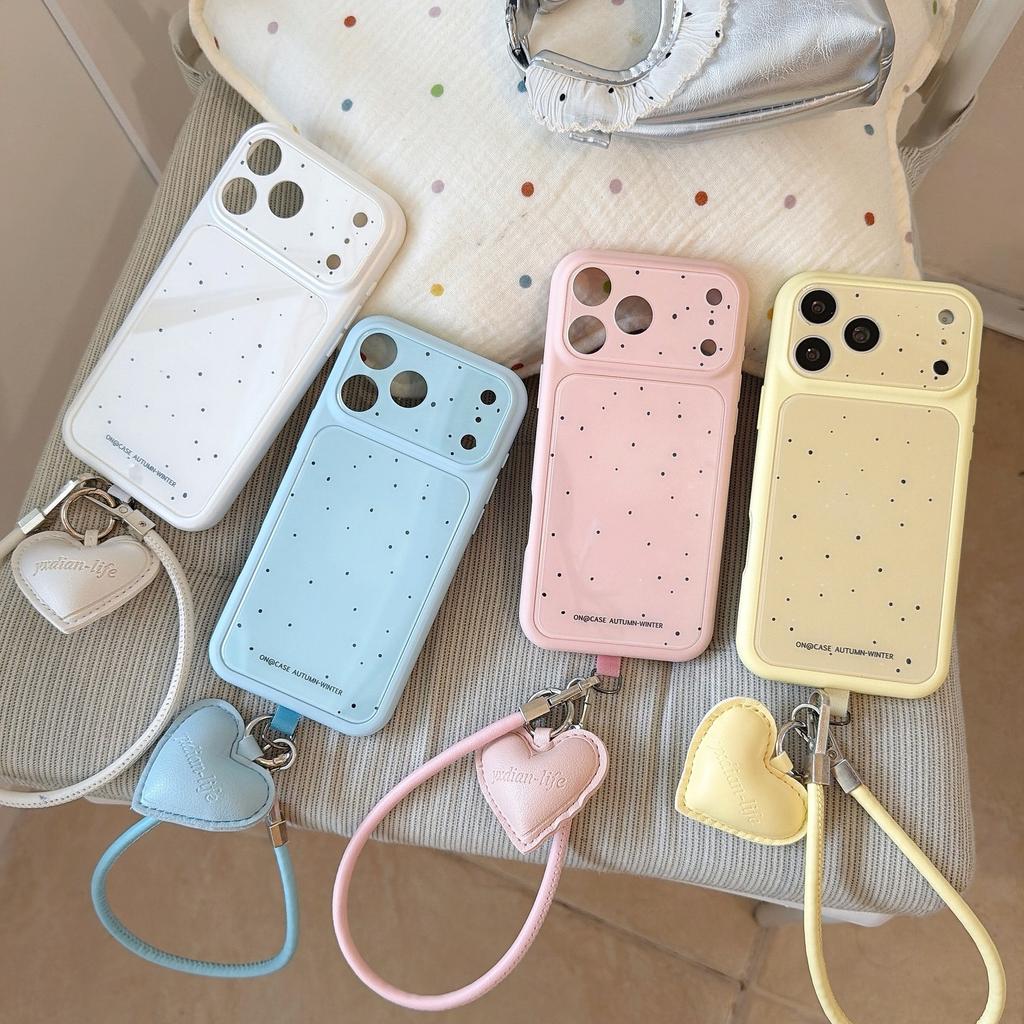 Small fresh polka dots are suitable for Apple 17pro mobile phone case 17promax anti-drop case 16 large window case 15.