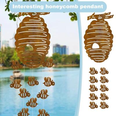 Honeycomb Metal Crafts Outdoor Courtyard Garden Iron Decoration Creative Line Silhouette Honeycomb Ornaments