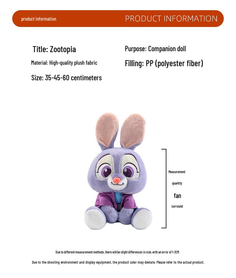 Judy and Nick Plush Doll Set – Cute Animal City Sitting Pose, Perfect Birthday Gift for Kids