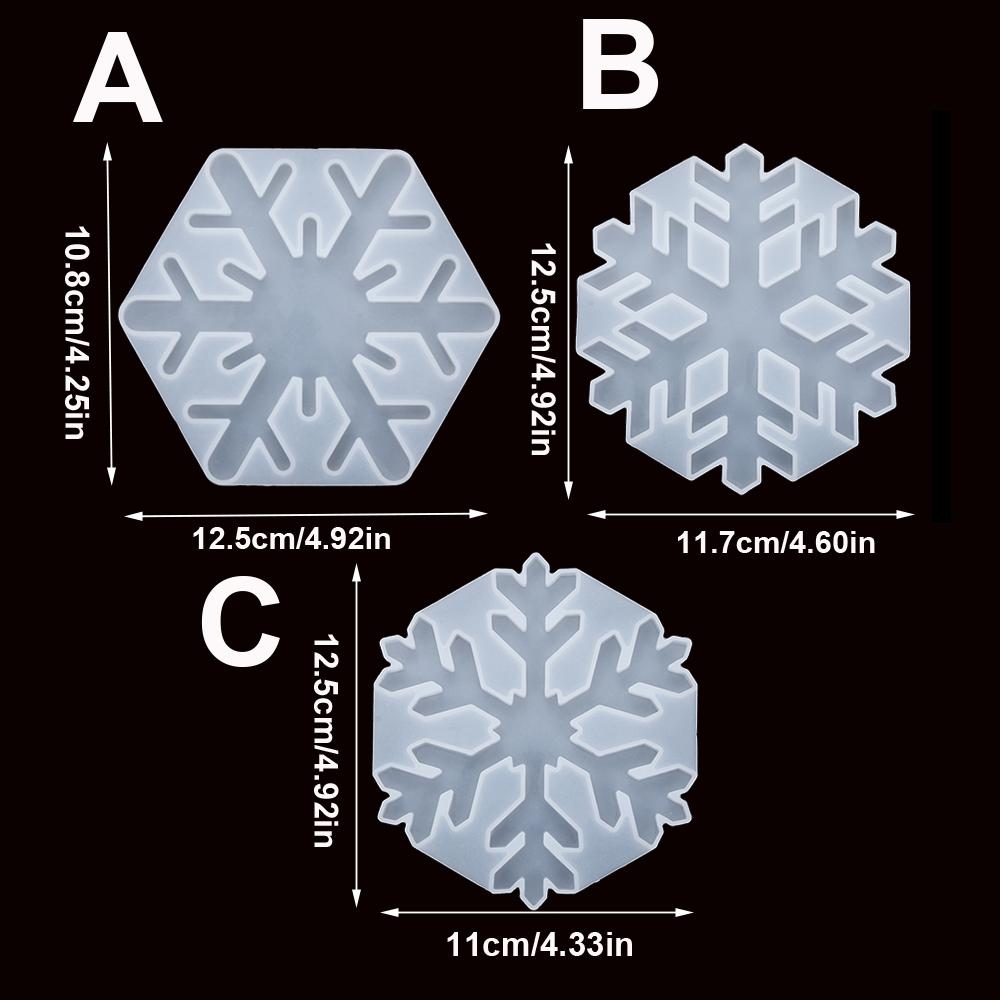 Christmas Snowflakes Coaster Casting Mold Silicone Mould DIY Crystal Epoxy Resin Mold Christmas Tree Pendant Ornament Making