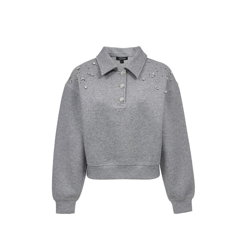 VEROMODA Women's Beaded Collared Sweatshirt