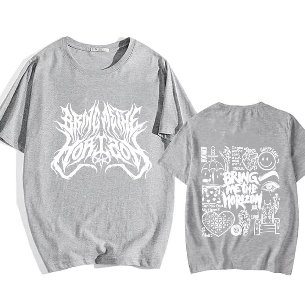 Tričko BMTH BringMe TheHorizon na léto Komiks Bavlněné tričko Grafický potisk Tričko s kulatým výstřihem Ropa Mujer Neformální oblečení