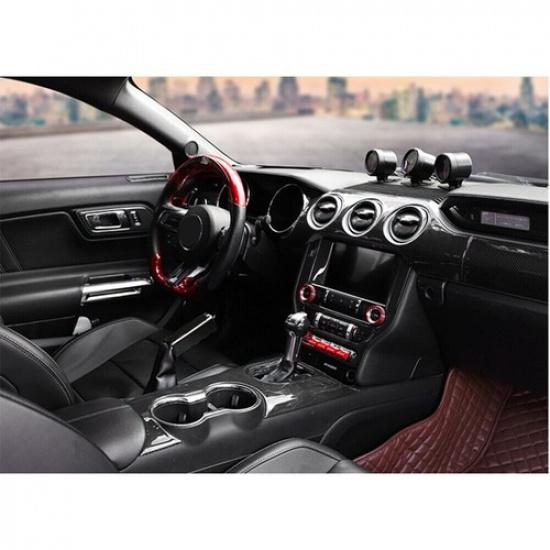 For Ford Mustang 2015-21 Real Carbon Fiber Central Console Gear Shift Knob Trim
