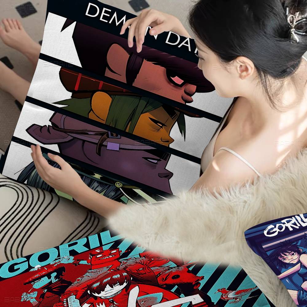 Retro Music Gorillaz Stitch Lucky Dragon Pillow Cover Sofa Cushion Cover Home Room Decoration Children Gift