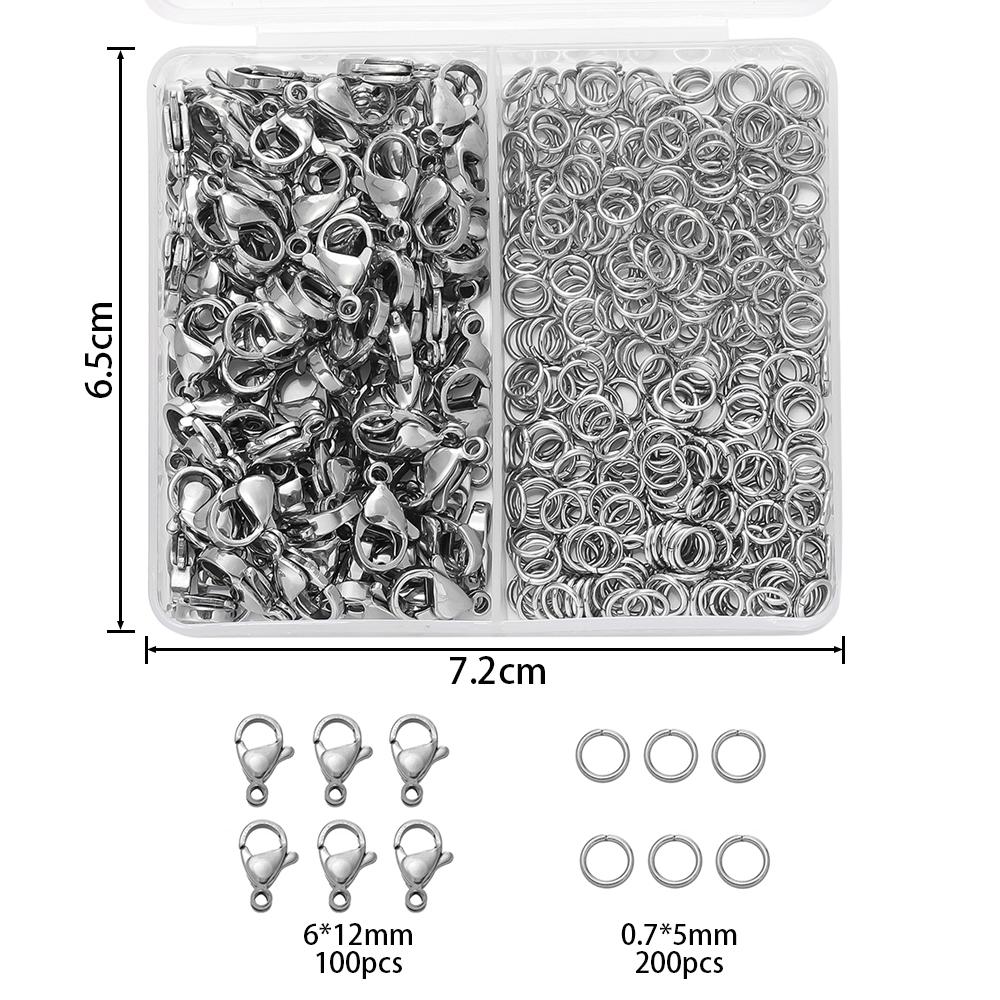 1Box/Lot 2-Grid Stainless Steel Lobster Clasps Open Jump Ring Sets For Diy Bracelet Necklace  Jewelry Making Accessories
