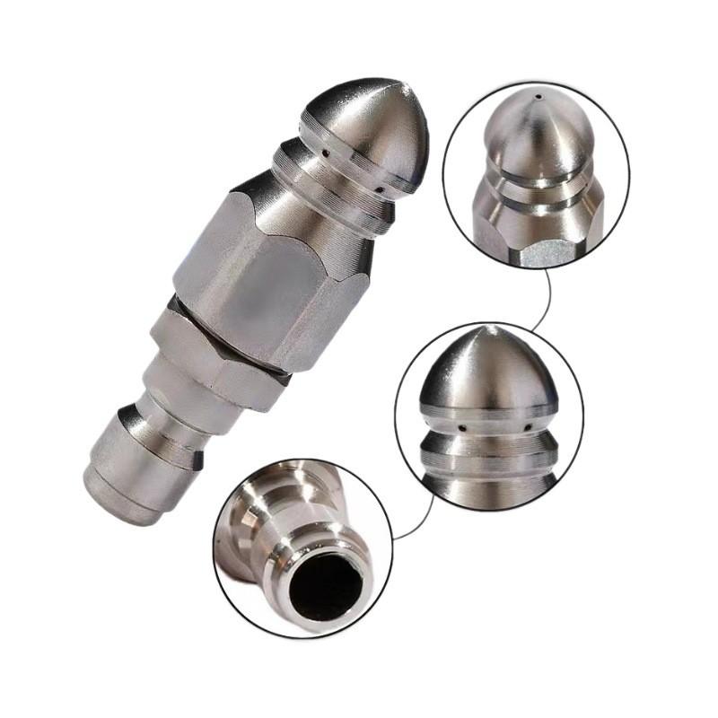Stainless Steel 1,4 Quick,insert High,pressure Water Mouse Head Nozzle Pagoda Front 1 Rear 6 Sewer Dredging Head