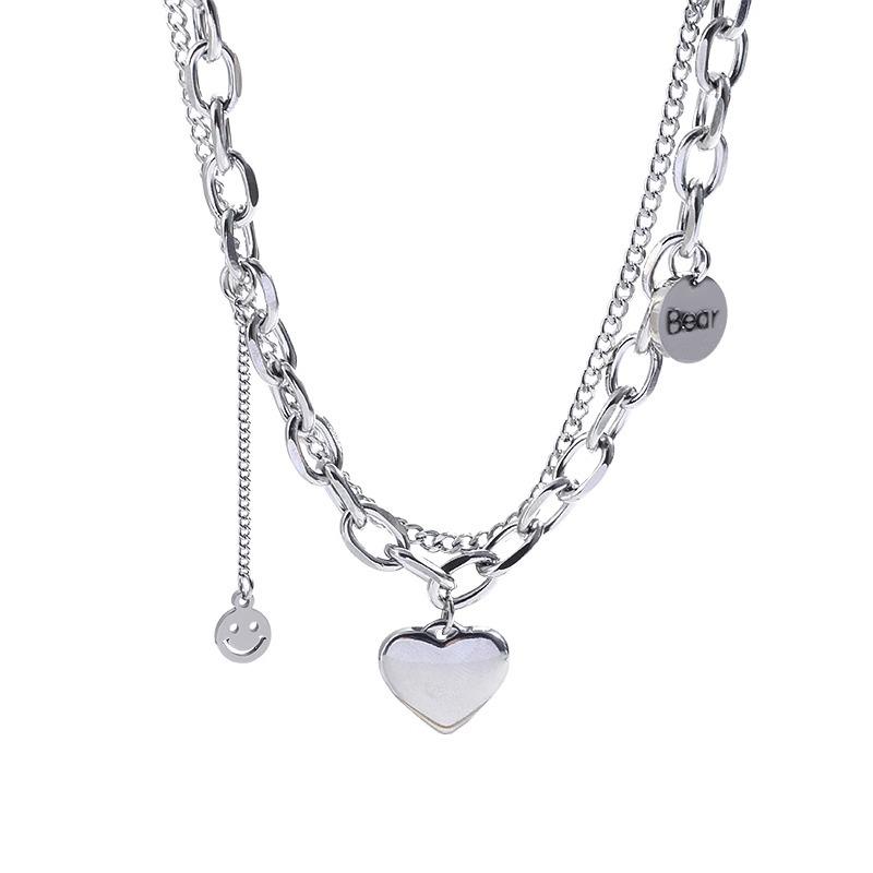 Sweet Spicy Girl Titanium Steel Heart Necklace – Non-Fading Light Luxury Hip Hop Choker 2024