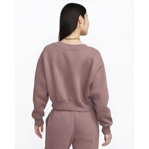 Nike Sweatshirt crop top décontracté à col en V de couleur unie pour femme