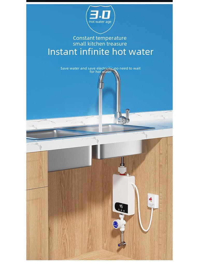 Compact Instant Electric Water Heater for Shower – Constant Temperature, Punch-Free, Fast Heating for Kitchens