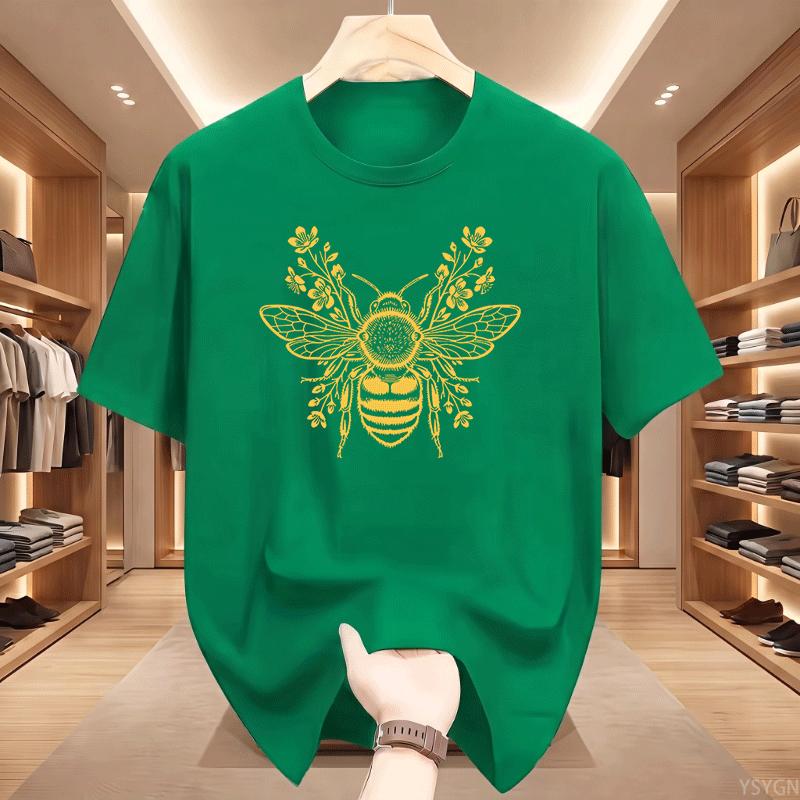 Botanical Bee TShirt Bee Lover Gift Floral Bee Tee Honey Nature Lover Printed Tshirts Unisex Summer Cotton Casual T Shirt