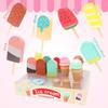 Wooden Ice Cream Toys for Toddler, Play Store Pretend Food Kitchen Accessories with Scoop & Menu & Toy Cash,Christmas Gift