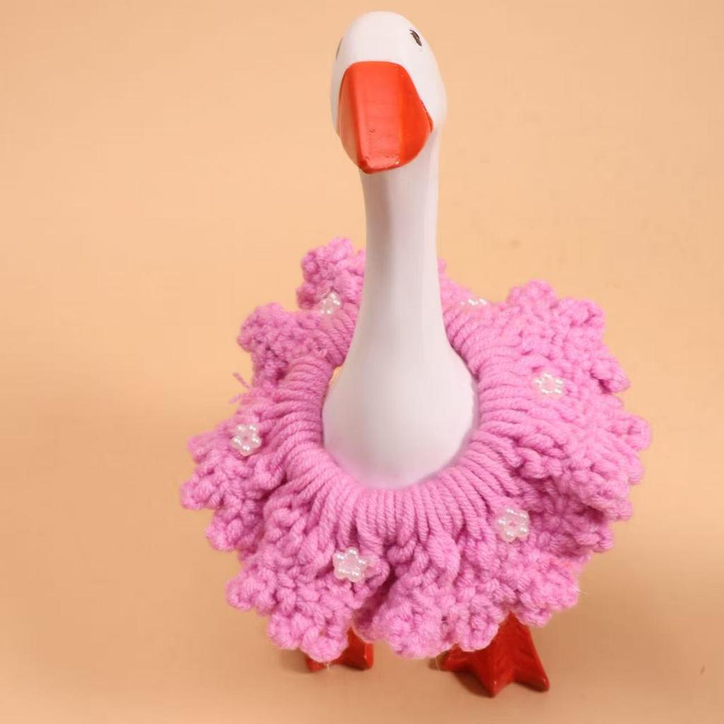 Valentine's Pearl Desktop Goose Set with Mini Knitted Hat & Adjustable Wings Clothing