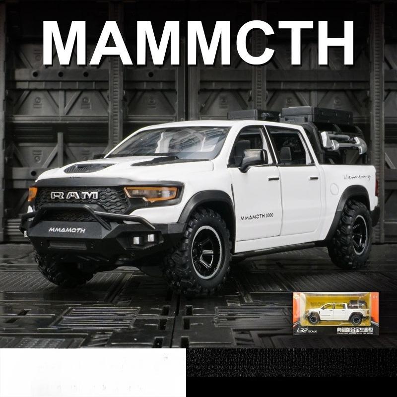 1:32 Ram Mammoth Pick-up Simulatie Legering Auto Model Geluid En Licht Pull Back Speelgoed voor Kinderen Verzamelaar Verjaardagscadeau