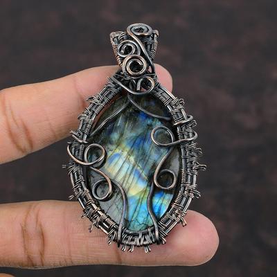 Labradorite Gemstone Pendant Copper Wire Wrapped Pendant Handmade Pendant Labradorite Pendant Jewelry Copper Jewelry For Gift Healing Stone