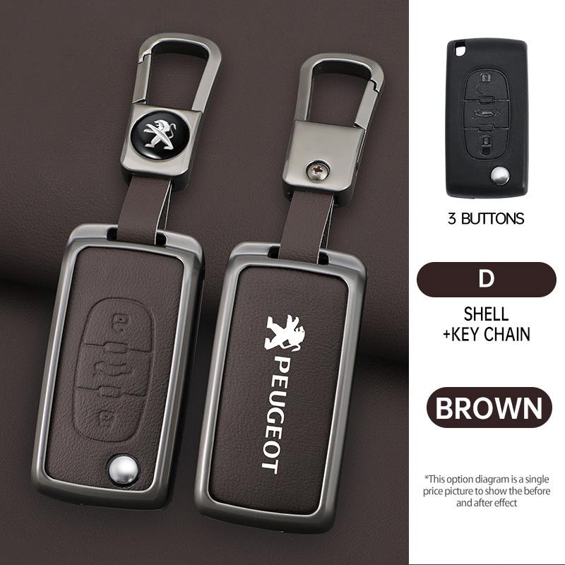 

2026 Hot Car Sticker Zinc Alloy Car Key Case Cover Shell Holder For Peugeot 107 207 307 307S 308 407 607 807 3008 5008 Protectio For Peugeot Logo