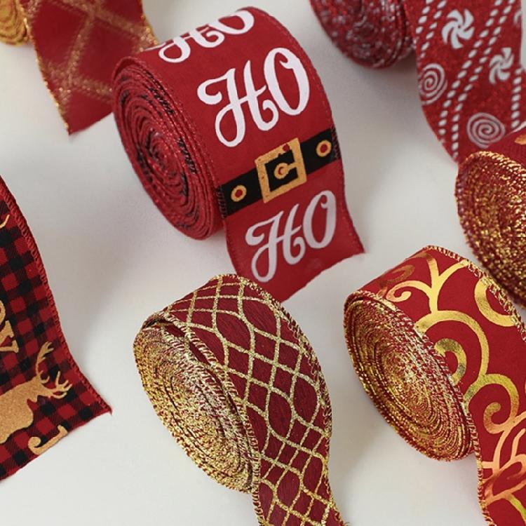 Gift Wrapping Ribbon Wired Edge Ribbon for Wreaths Bows Christmas Decor DIY