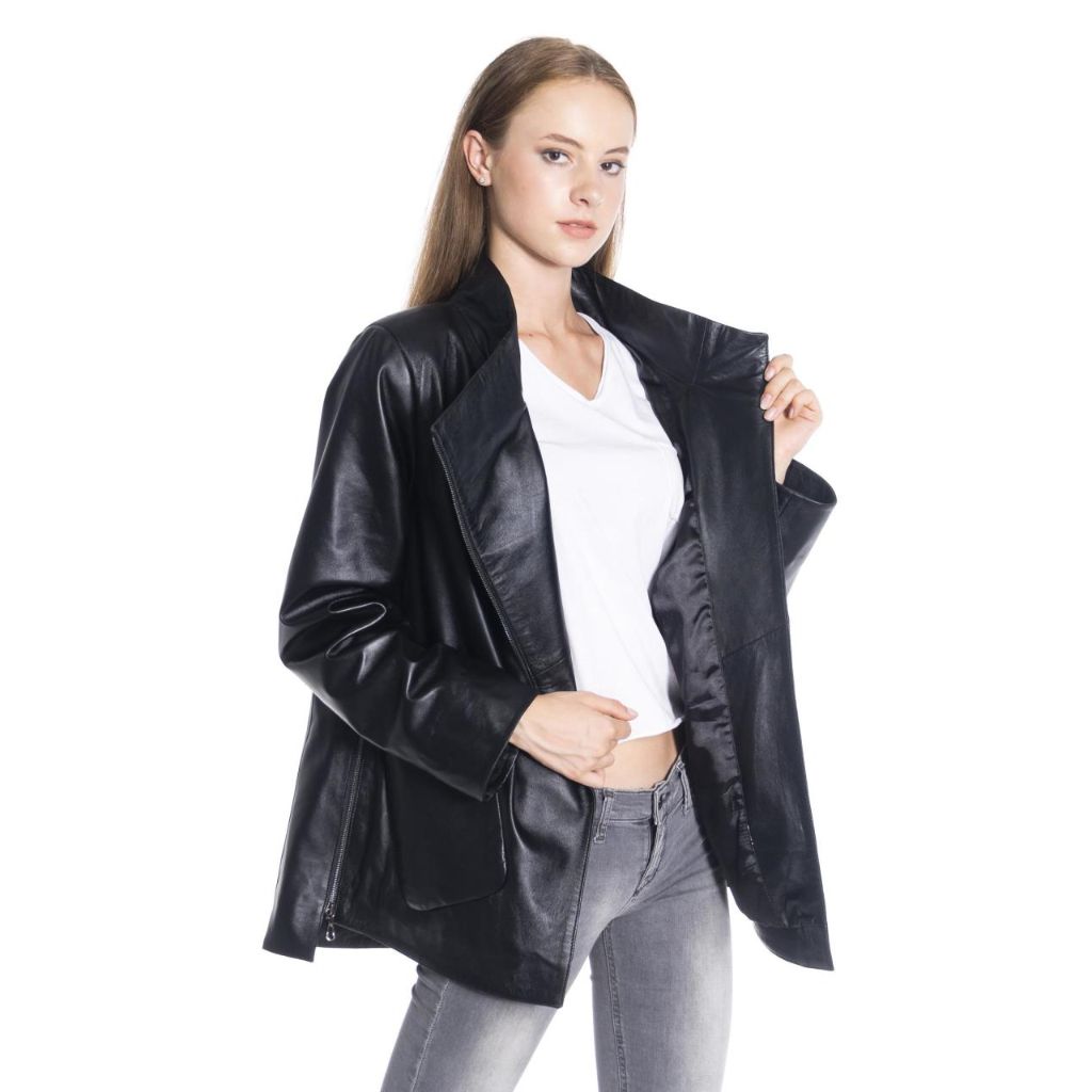 real leather waterfall jacket