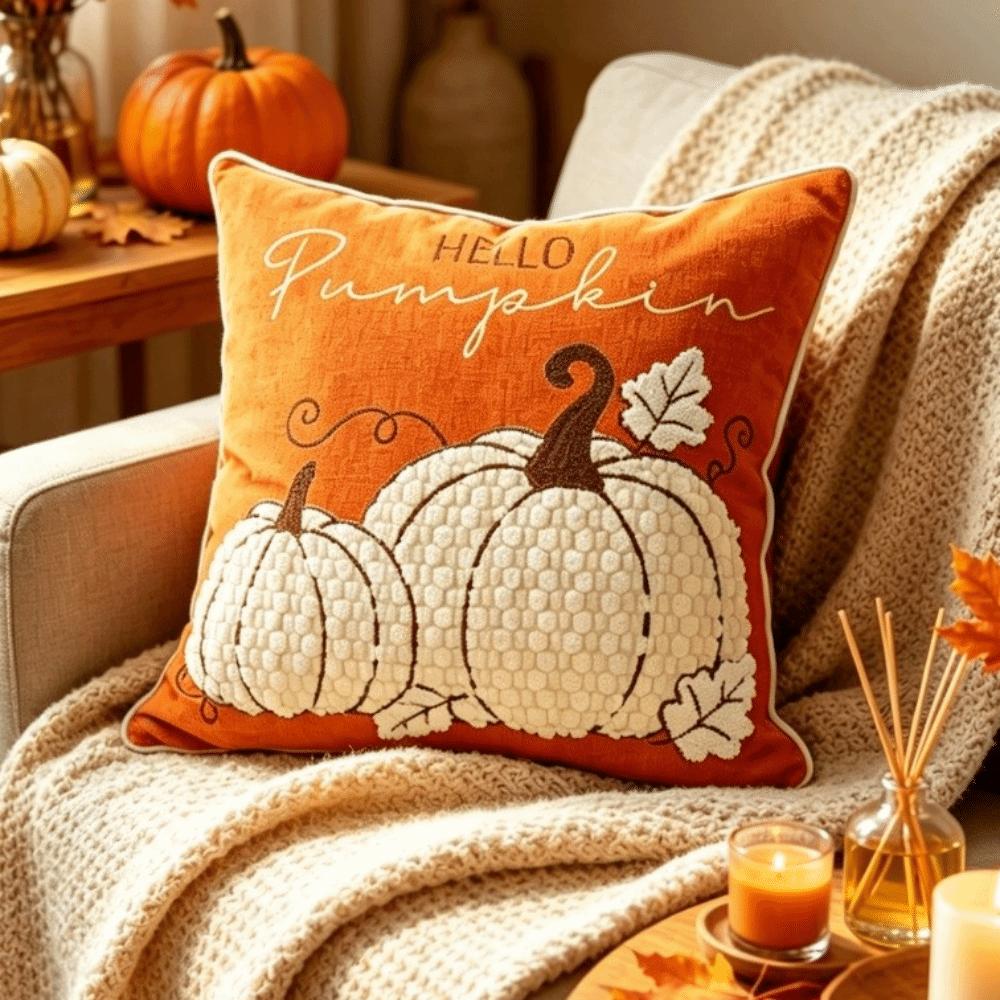 Chenille Throw Pillow Covers Maple Leaves Halloween Pillowcase Pillow Protectors Seasonal Decor