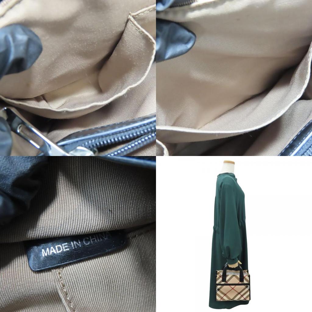 Used BURBERRY Handbag Nova Check PVC/leather Beige Black Mini