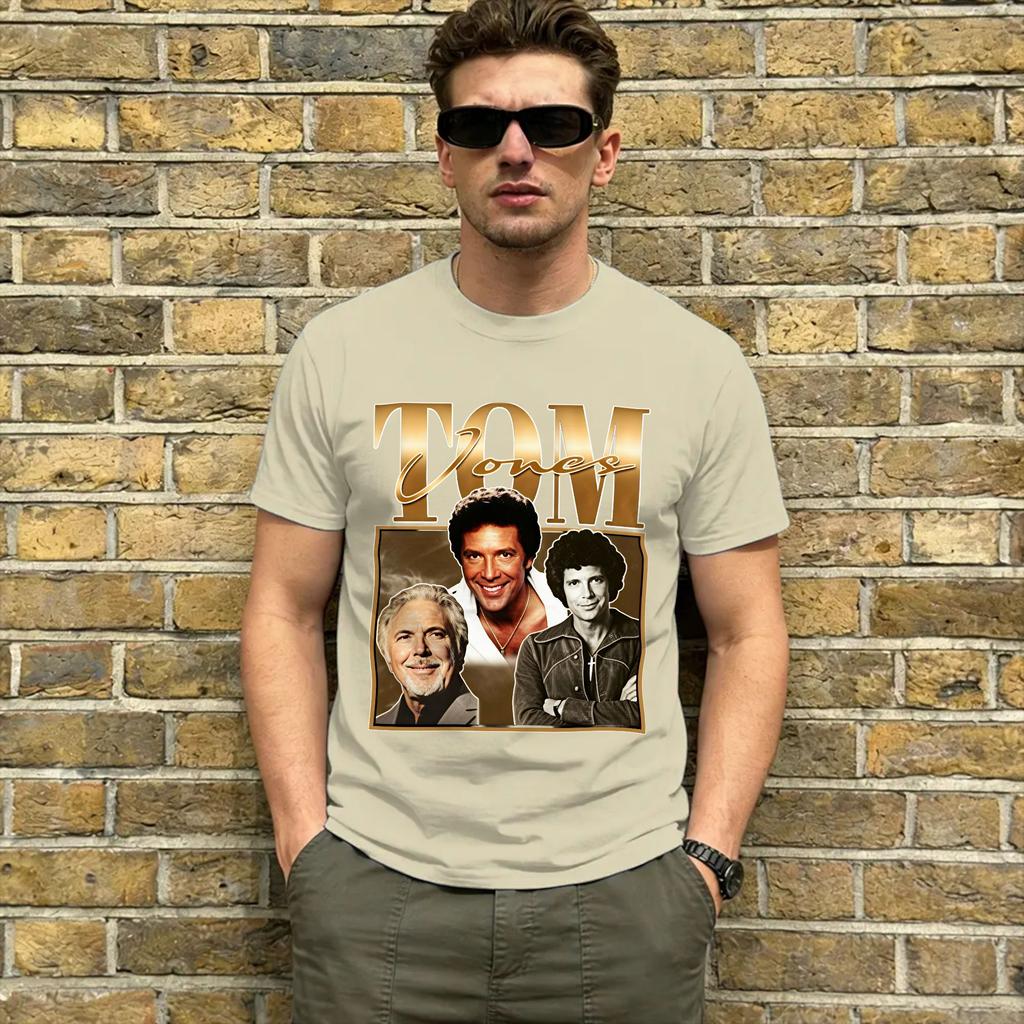 Maglietta in Cotone Tom Jones per Unisex Estate Streetwear Magliette Girocollo Hipster T-shirt Oversize Abbigliamento con Fantasia