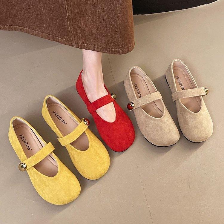 One word with Mary Jane shoes women's spring 2026 new soft-soled shallow mouth single shoes with skirts Doudou shoes
