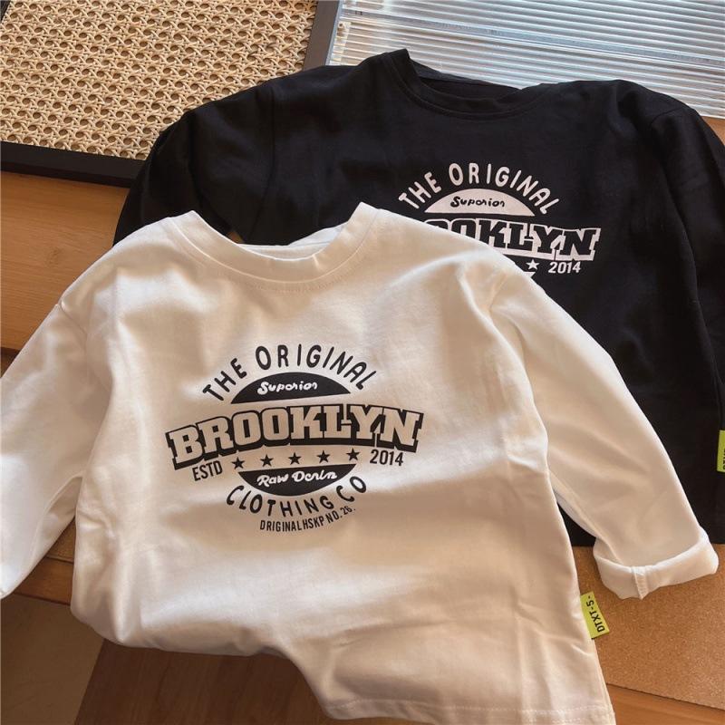 Spring Autumn Kids Cotton Long Sleeve T Shirt Boys Girls Fashionable Printed Base Layer Top Comfortable Casual Wear