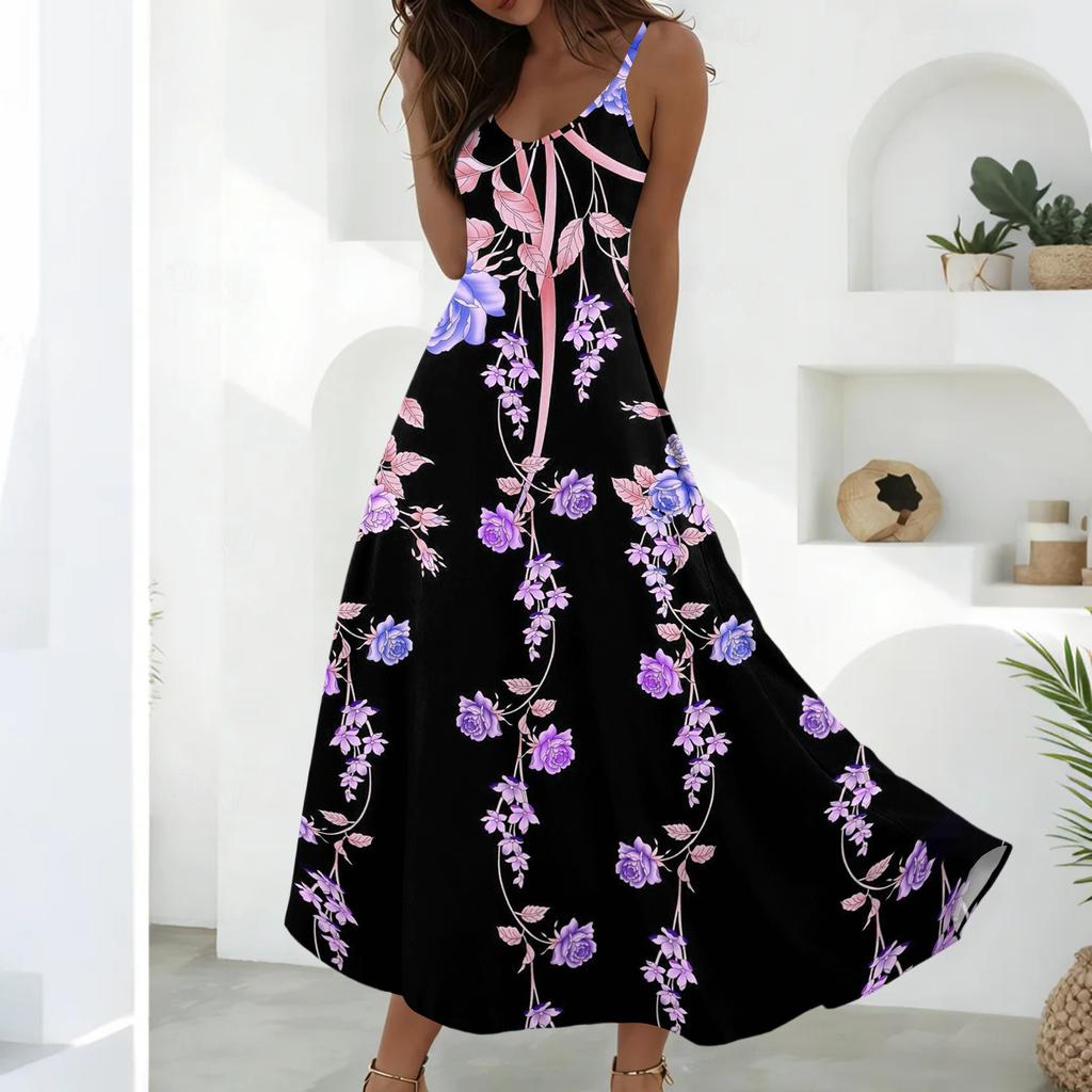 Summer Dresses For Women Dresses Long Flowy A Line Sleeveless Sundresses With Pockets