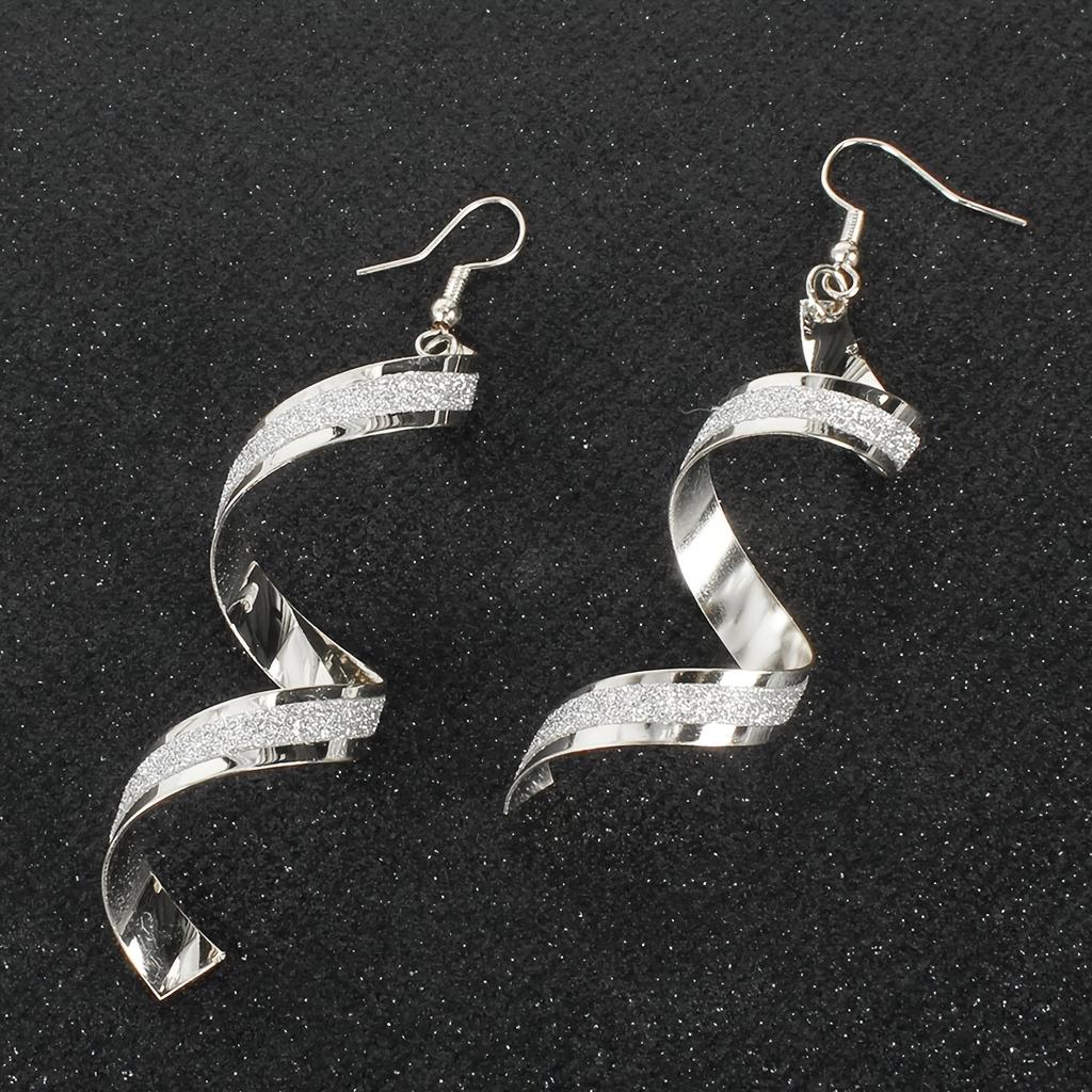 1Pair Geometric Spiral Personalized Long Matte Earrings Light Luxury Earrings Women