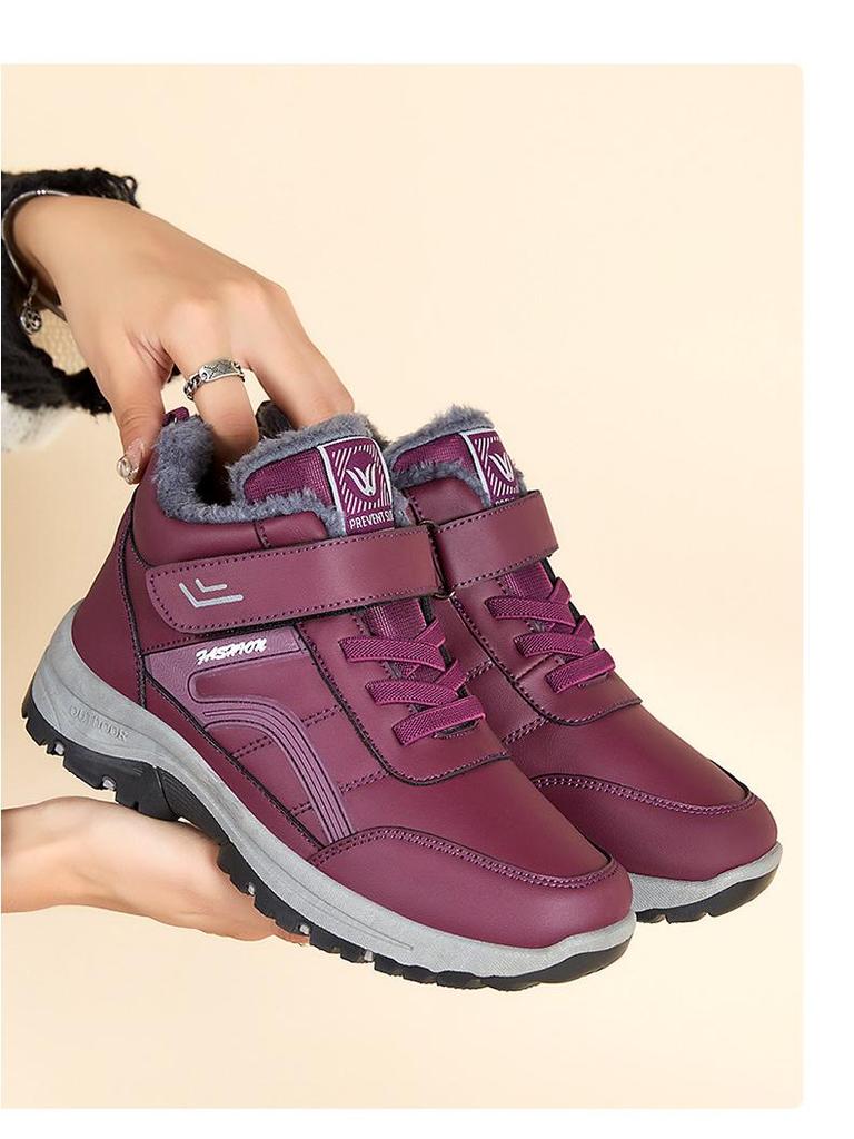 Damen 2025 Herbst/Winter Baumwoll-Wanderstiefel mit Fleecefutter - Verdickte Schneestiefel