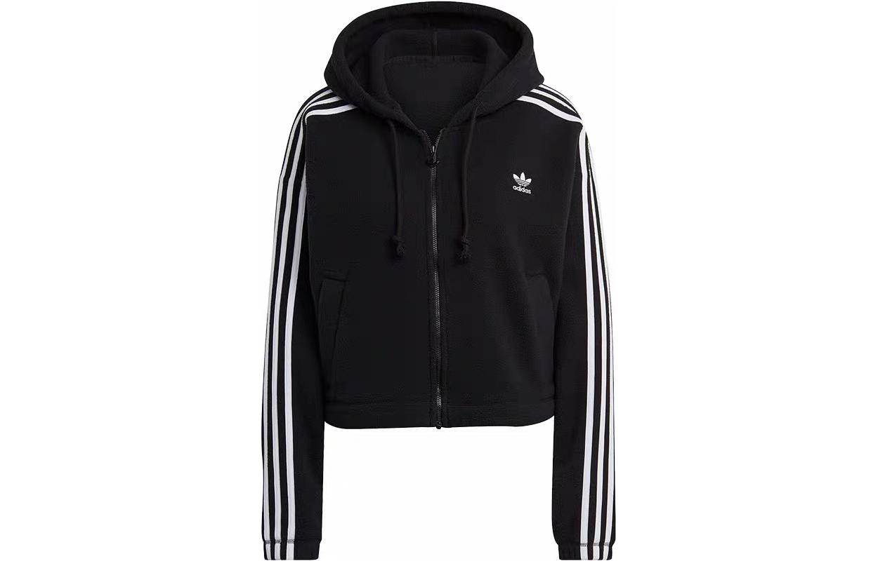 adidas Women s Fleece Hooded Zip-up Jacket Black GN2811 XS