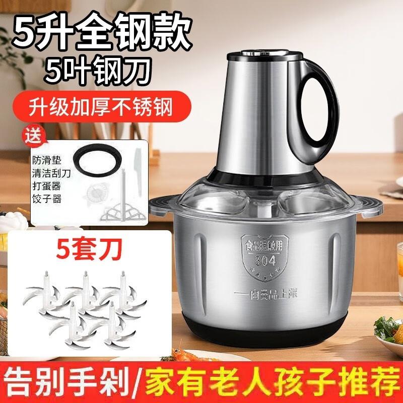Household 5L Stainless Steel Electric Meat Grinder