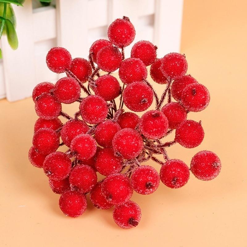 Mini Fake Fruit Foam Berries Artificial Pomegranate Red Cherry Bouquet Artificial Flower Decorations Christmas Red Berry Decor