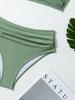 2026 Stylish European & American Solid Color High-Waisted Bikini Swimsuit