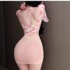 Large size sexy lace flower que underwear new female mood dress tight suit hip wrap pure desire perspective nightdress