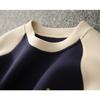 Women's Round Neck Sweatshirt  Spring and Autumn Loose Spliced Contrasting Color Pullover Top
