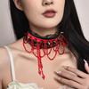 Original Rivet Crystal Rock Crystal Tassel Collar Trend Pu Leather Black Overlay Collar