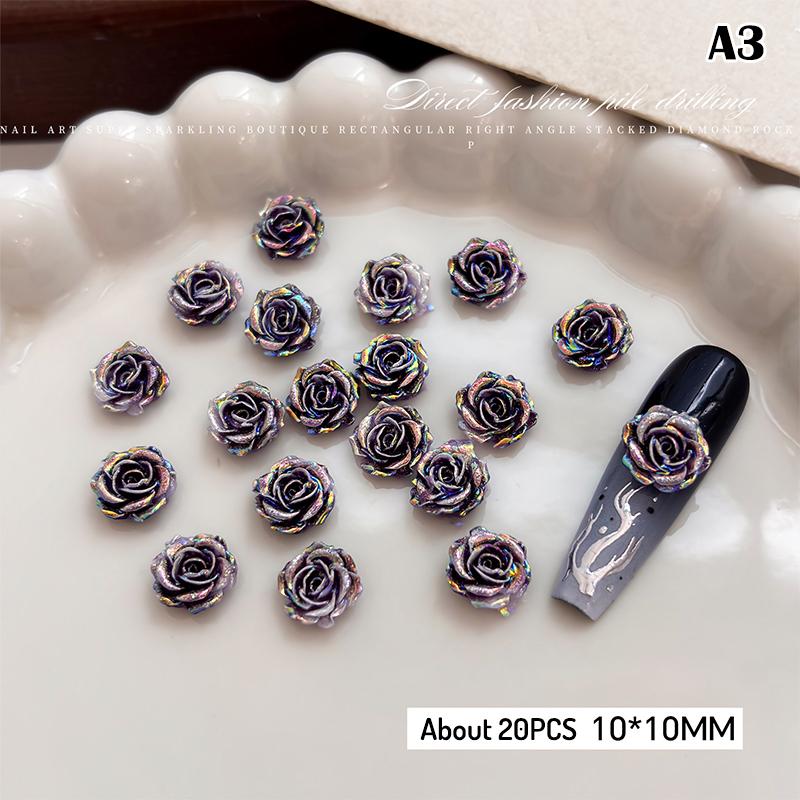 20Pcs Elegant Camellia Rose Nail Art Jewelry Charm for DIY Manicure Decoration Resin Flatback