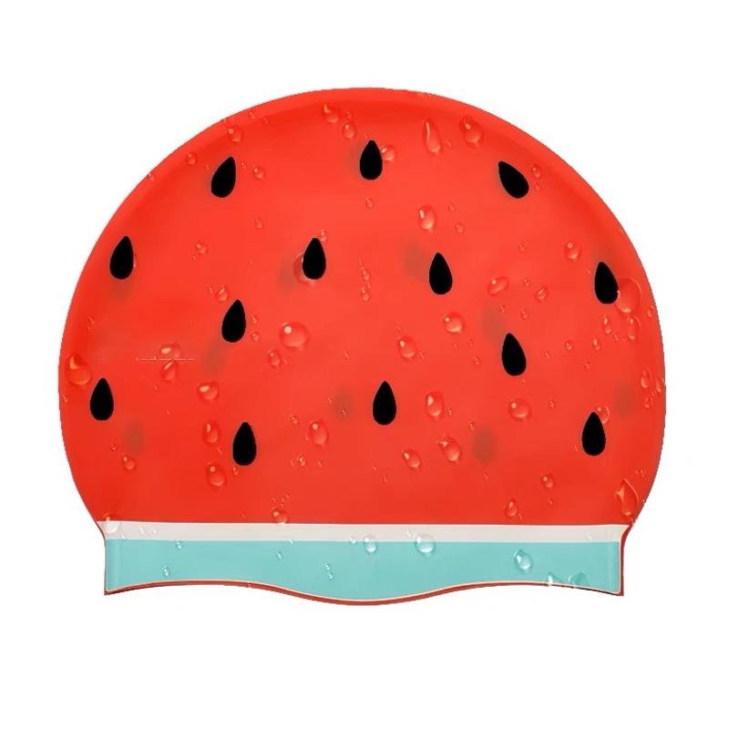 OEM Custom Adult Logo Printed Durable Silicone Swim Cap for Normal Marble Swimming Hat
