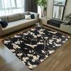 Minimalist Plum Blossom Rug Grey Base Non-slip Washable Elegant Floor Mat for Living Room Bedroom Decor