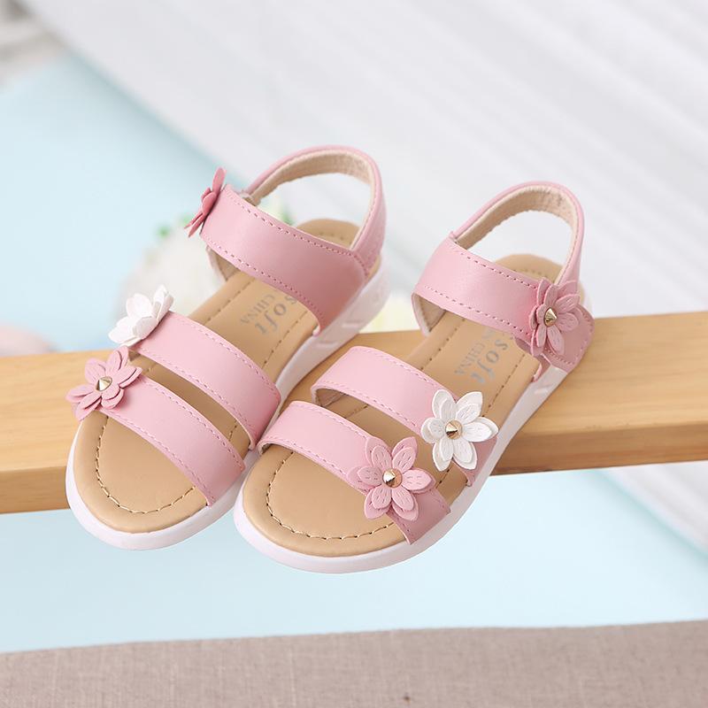 Charming Flower Girl's Summer Sandals | Princess Roman Shoes with Velcro for Toddlers and Kids